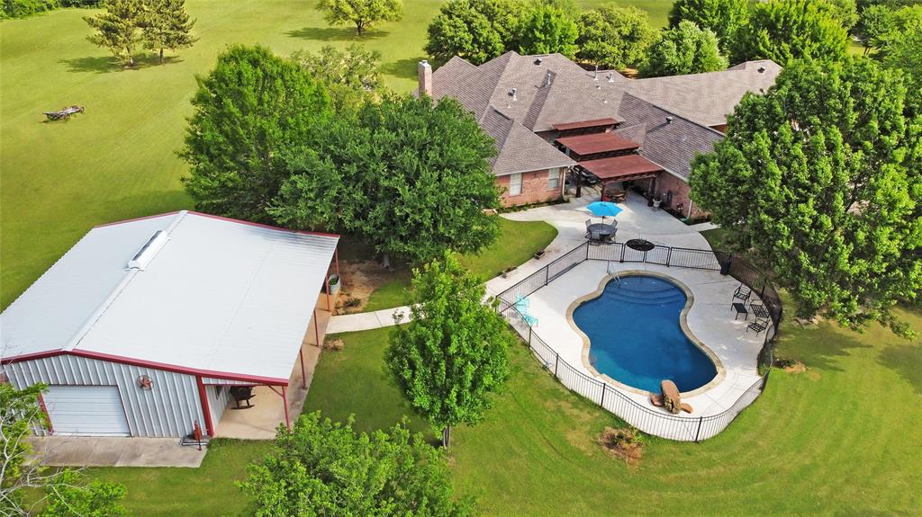 an aerial view of a house