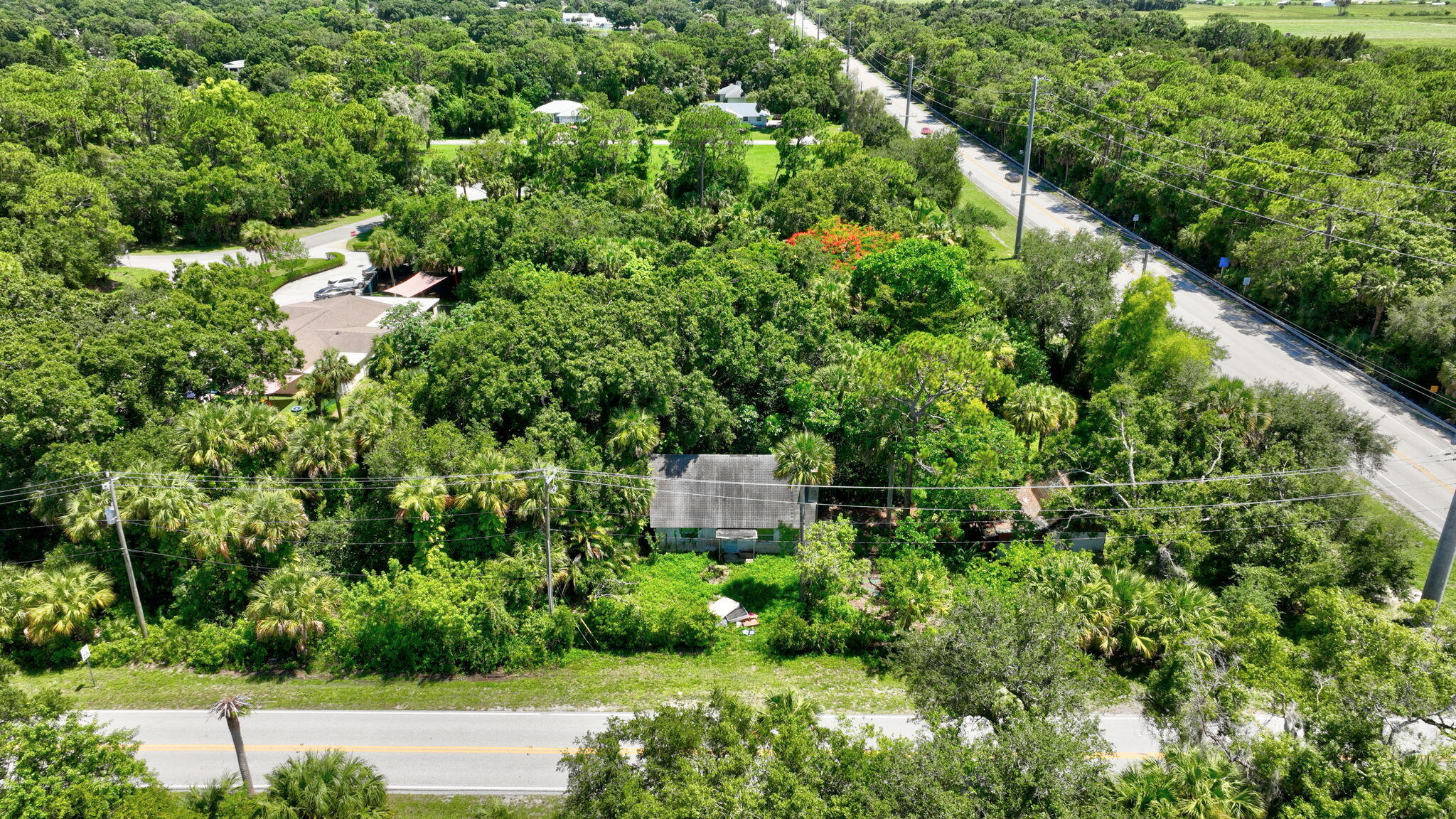 a view of a garden with a house