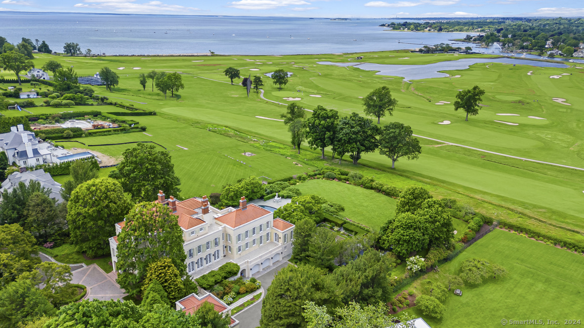 a view of a golf course with a garden