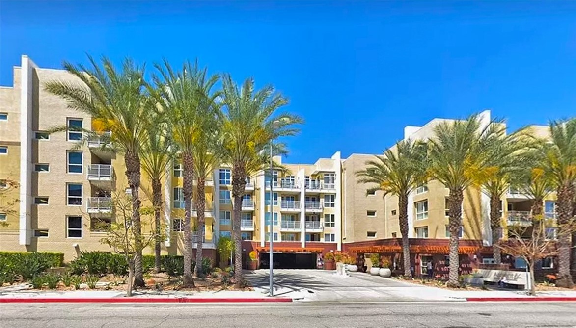 a front view of a building with street view