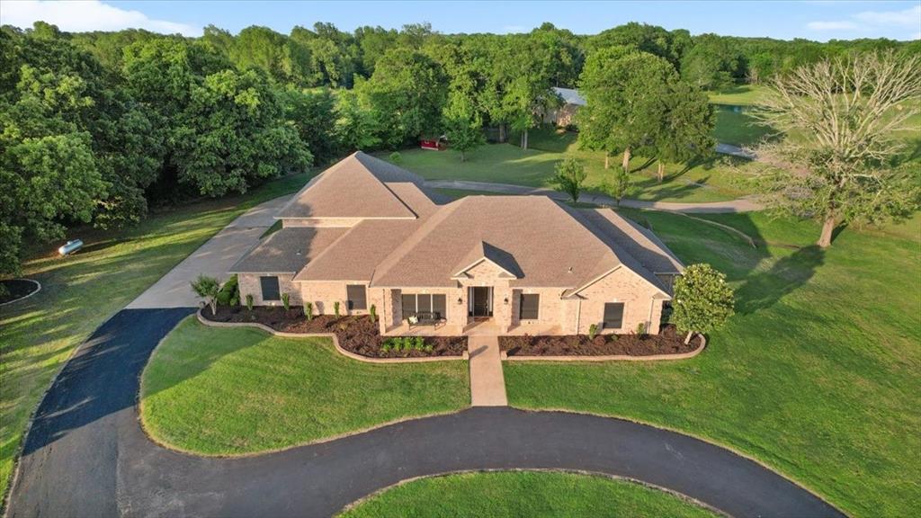 an aerial view of a house