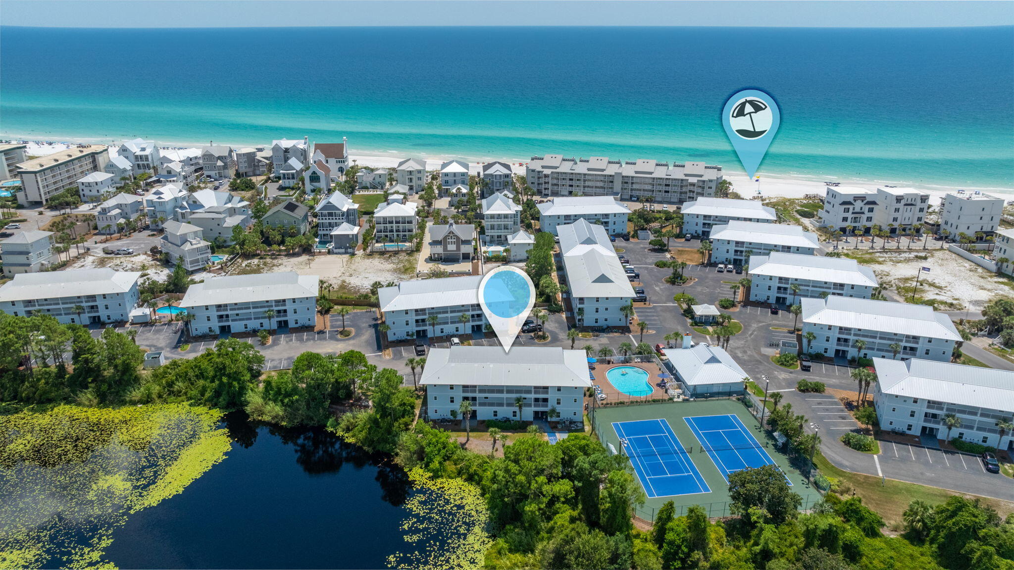 an aerial view of multiple house