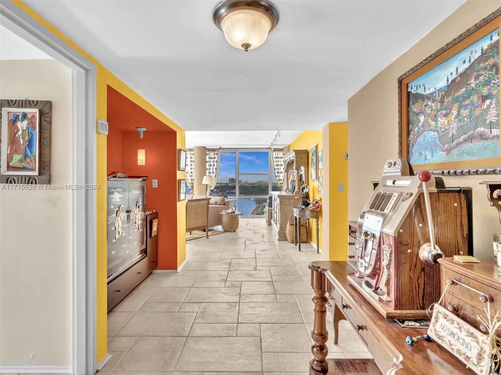 a view of a kitchen with furniture and a kitchen