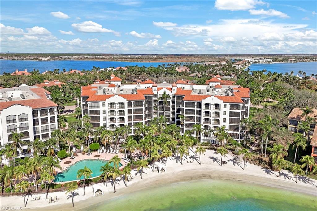 Bird's eye view with a water and beach view