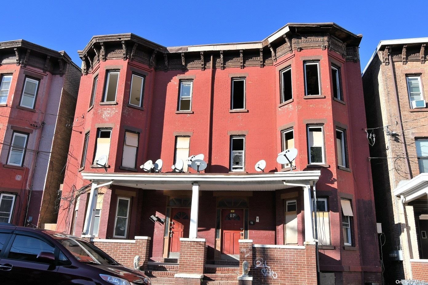 a view of a building with a balcony