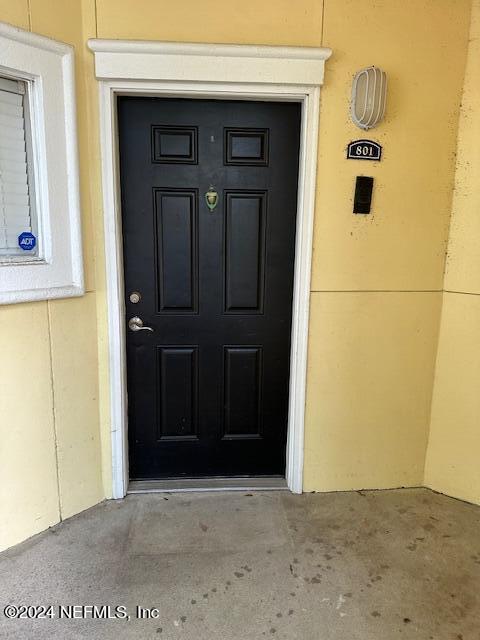 a view of a wooden door