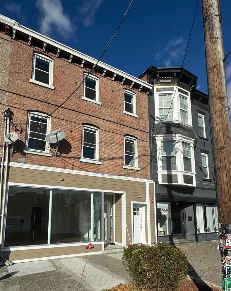 a view of a building with a window