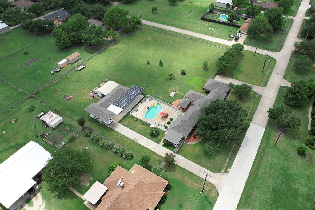 an aerial view of a house