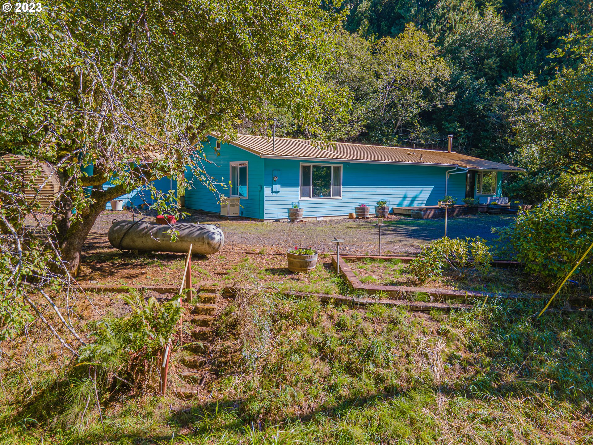 a house with trees in front of it