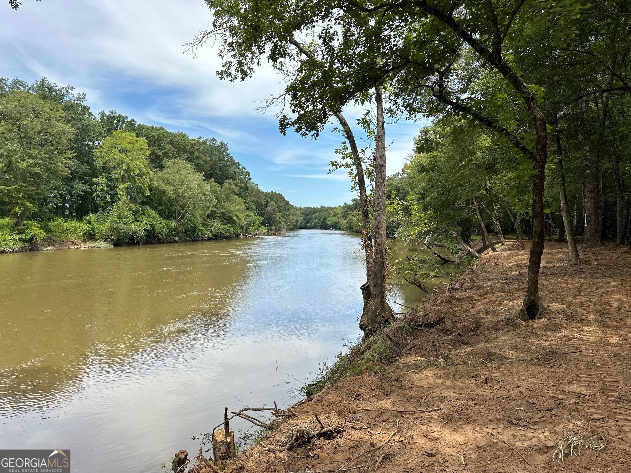 a view of a lake from a yard