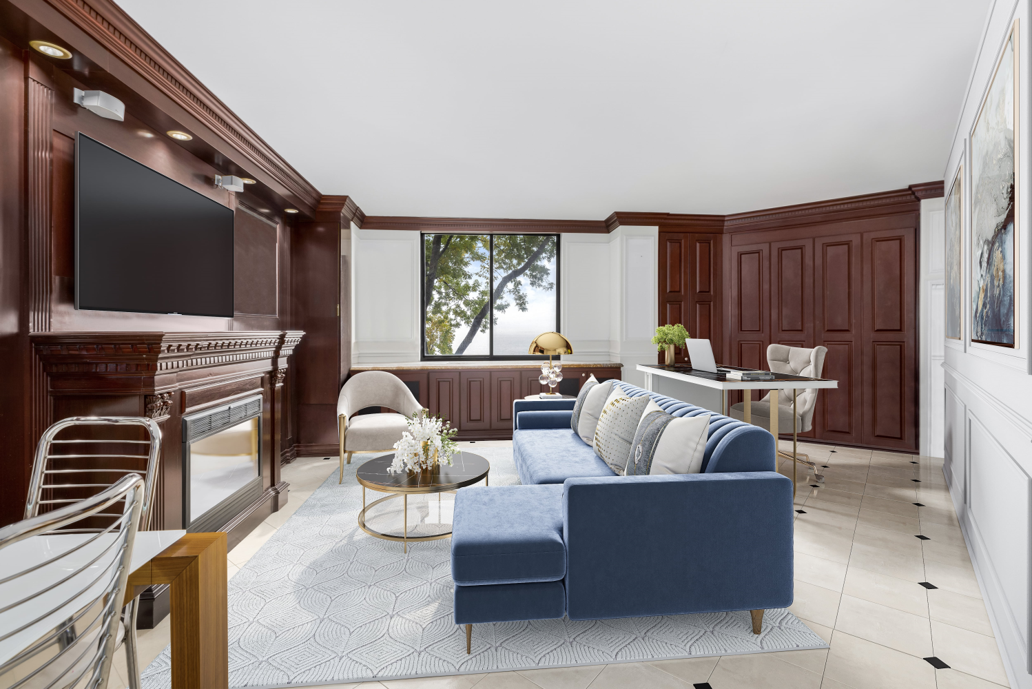 a living room with furniture and a flat screen tv