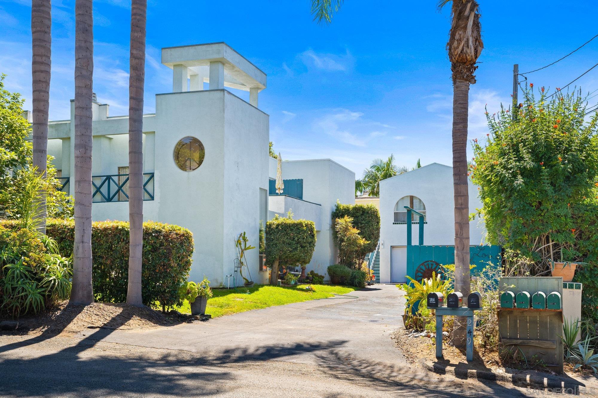 a front view of a house with outdoor space