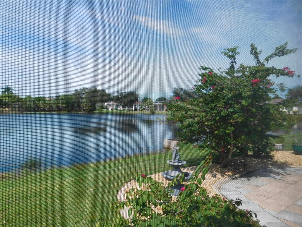 a view of a lake with a house in the background