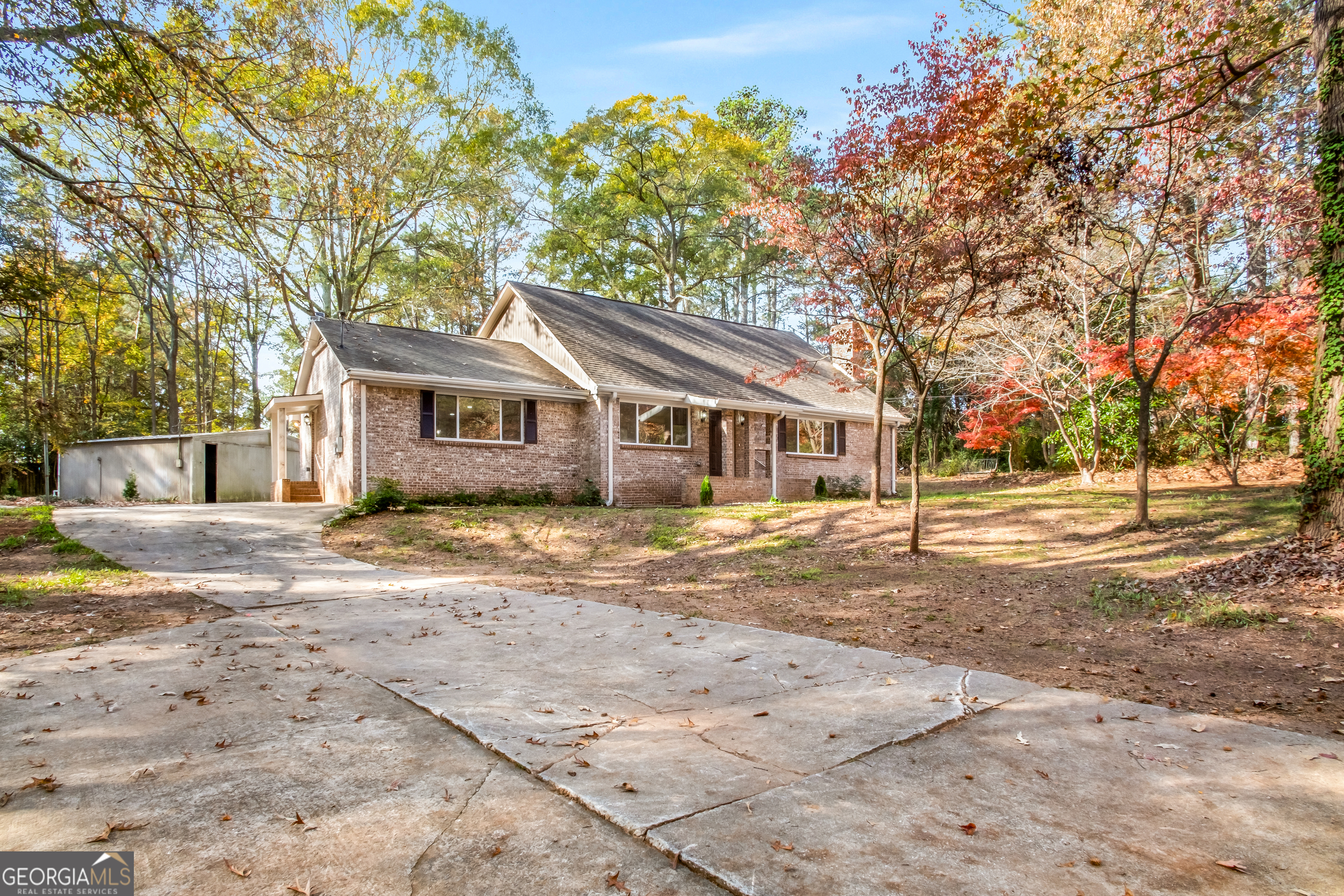 a house with trees in front of it