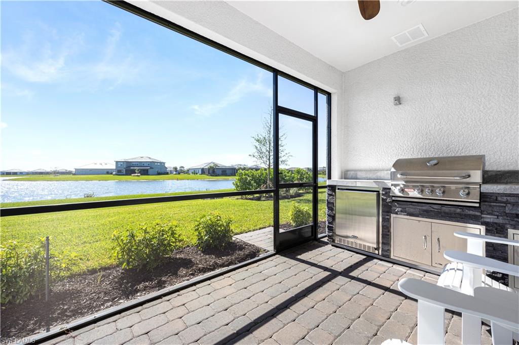 a view of a balcony with an ocean view