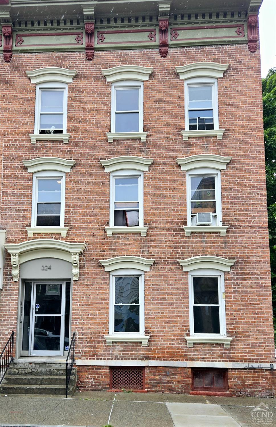 front view of a brick house