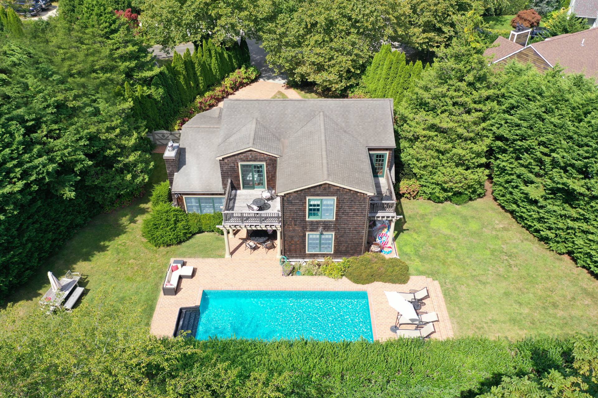 an aerial view of a house