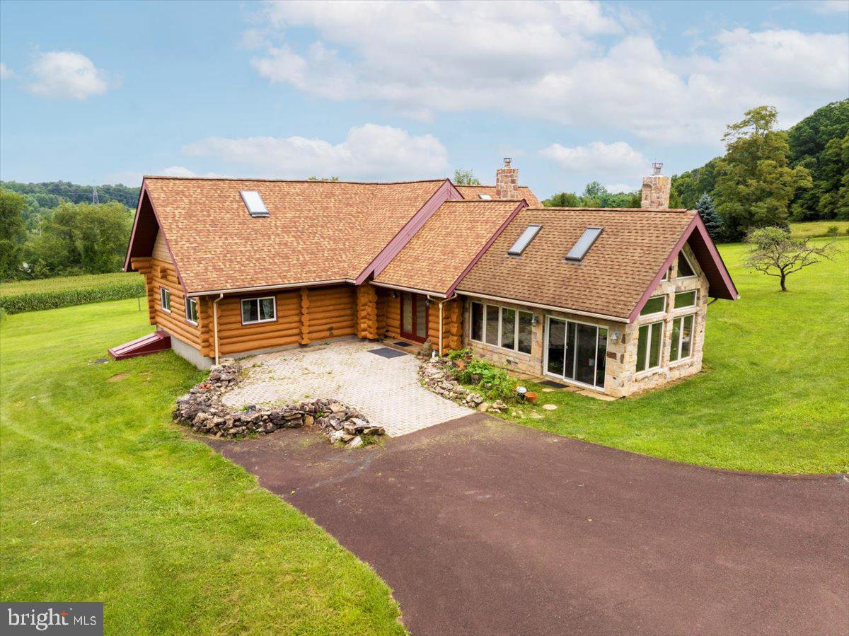 an aerial view of a house