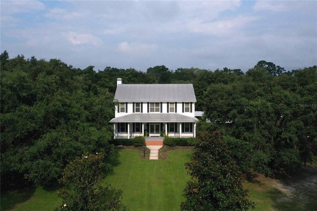 an aerial view of a house