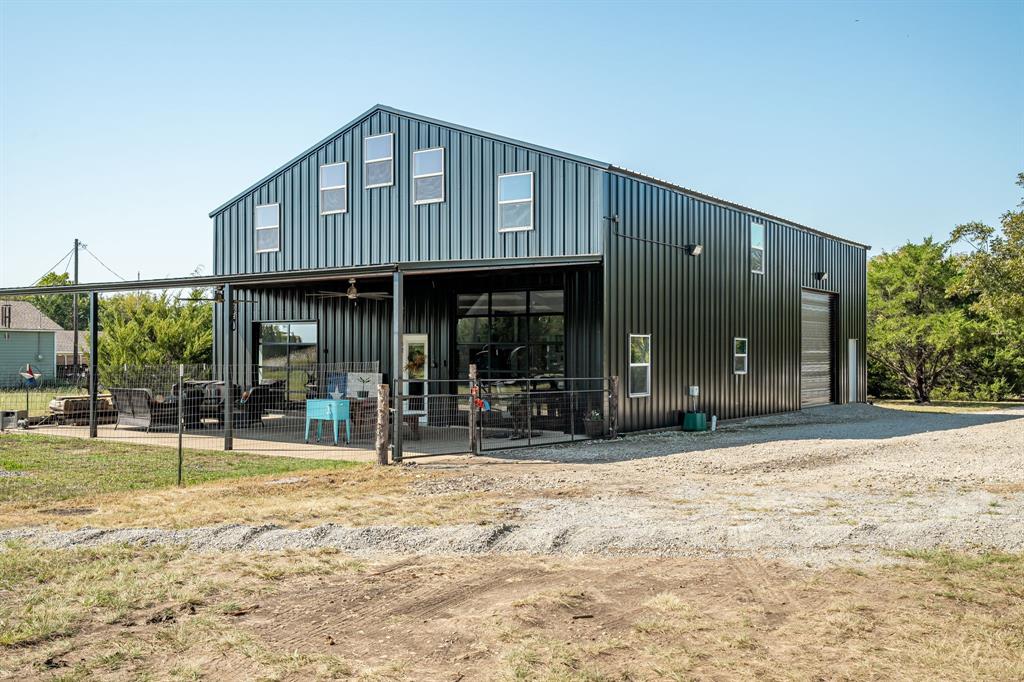 a front view of a house having patio