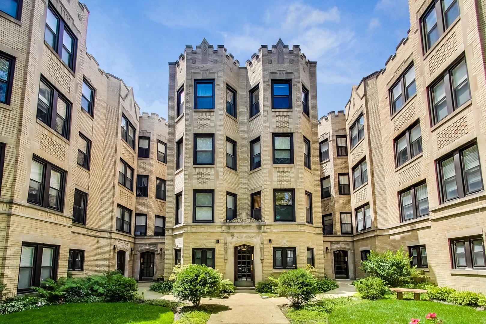 a front view of a multi story building