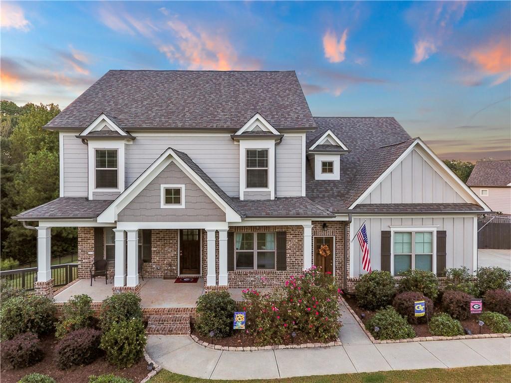 front view of a house with an outdoor space