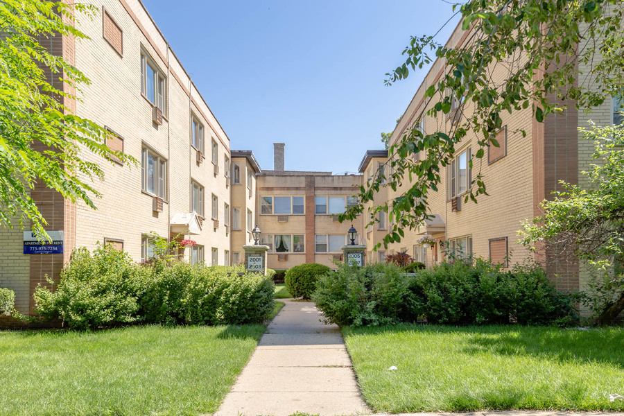 a view of a building with garden