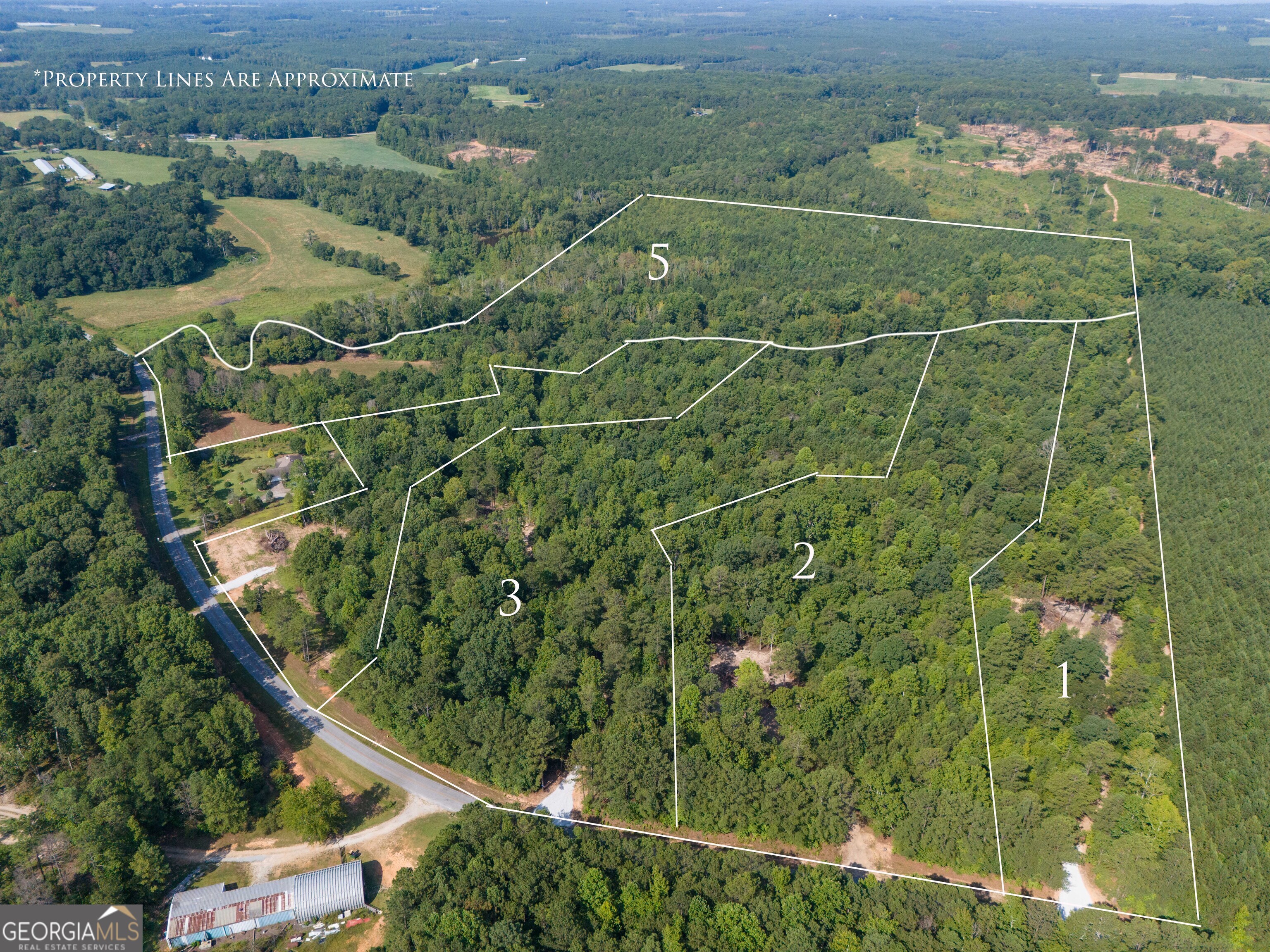 an aerial view of a residential houses