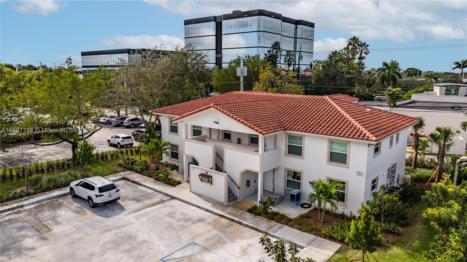 an aerial view of a house