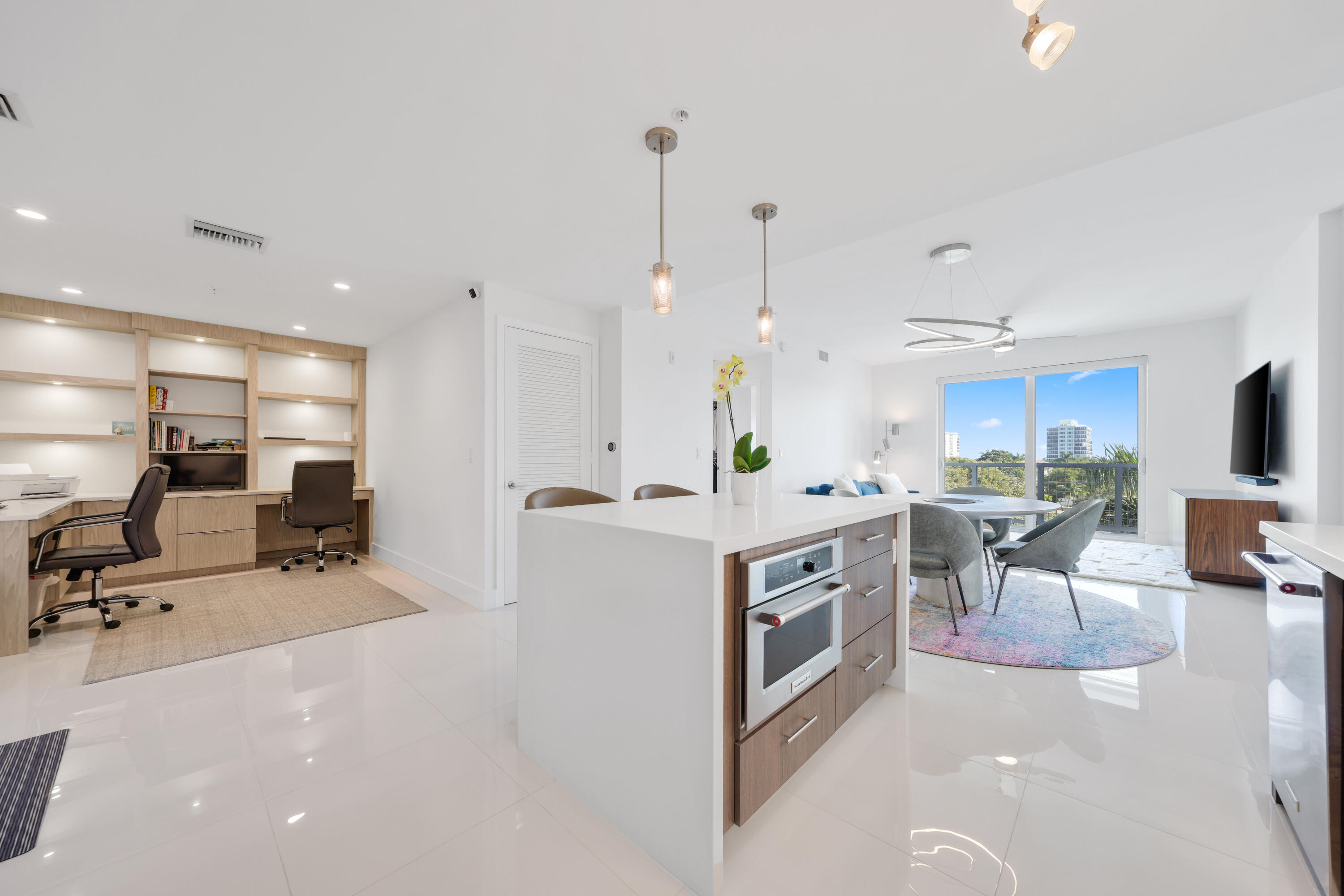 a view of kitchen and kitchen island