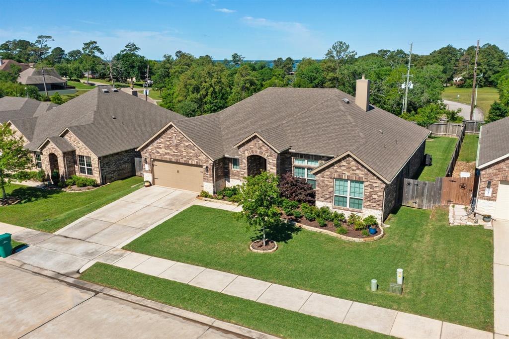 an aerial view of a house