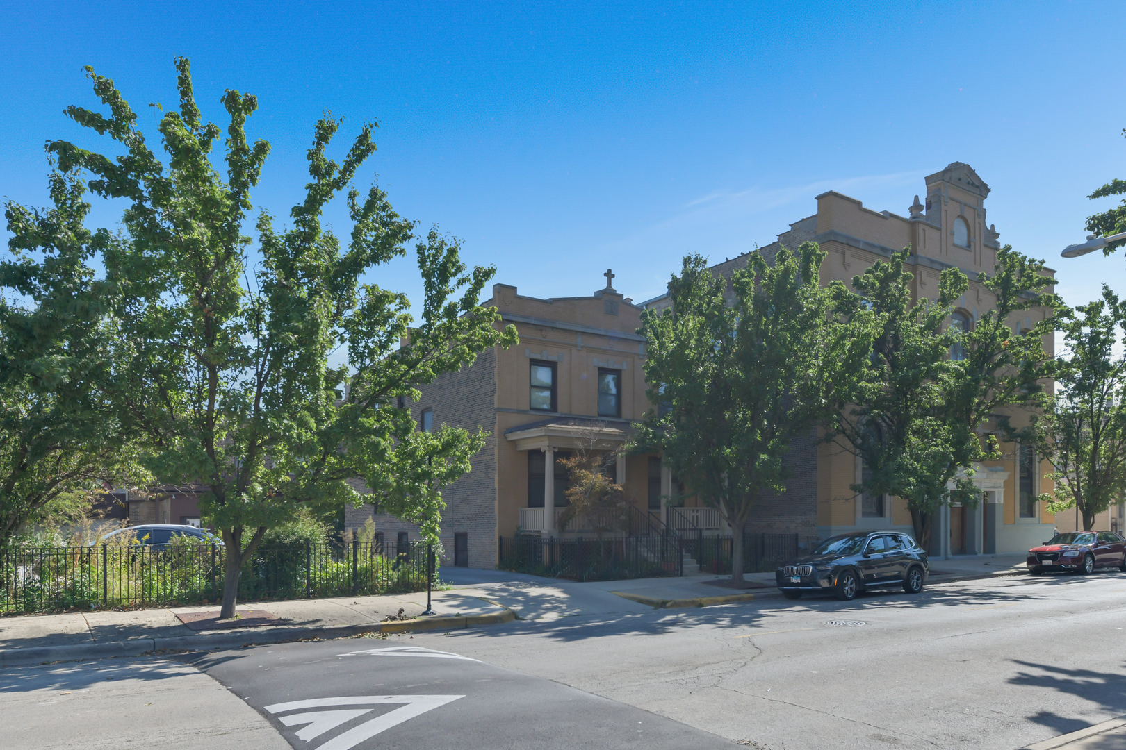 front view of a house with a street