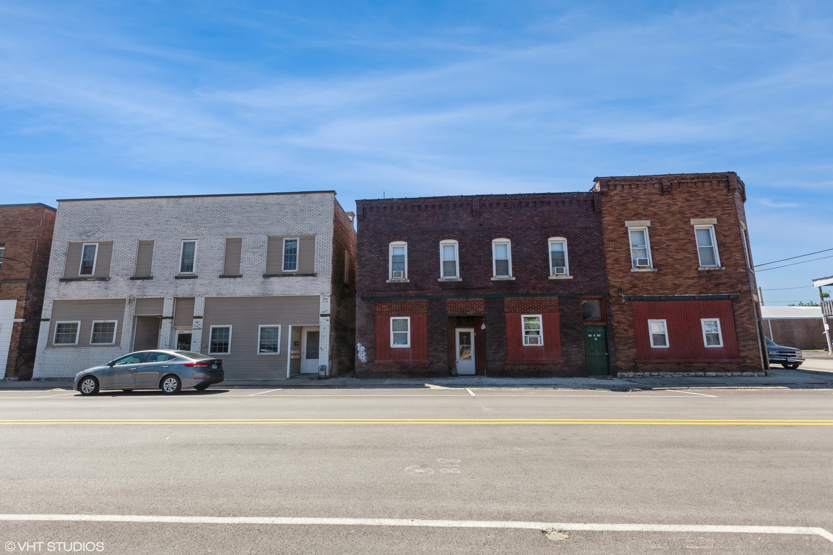 a view of building with a street