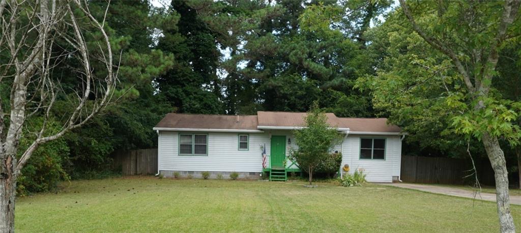 front view of a house with a patio