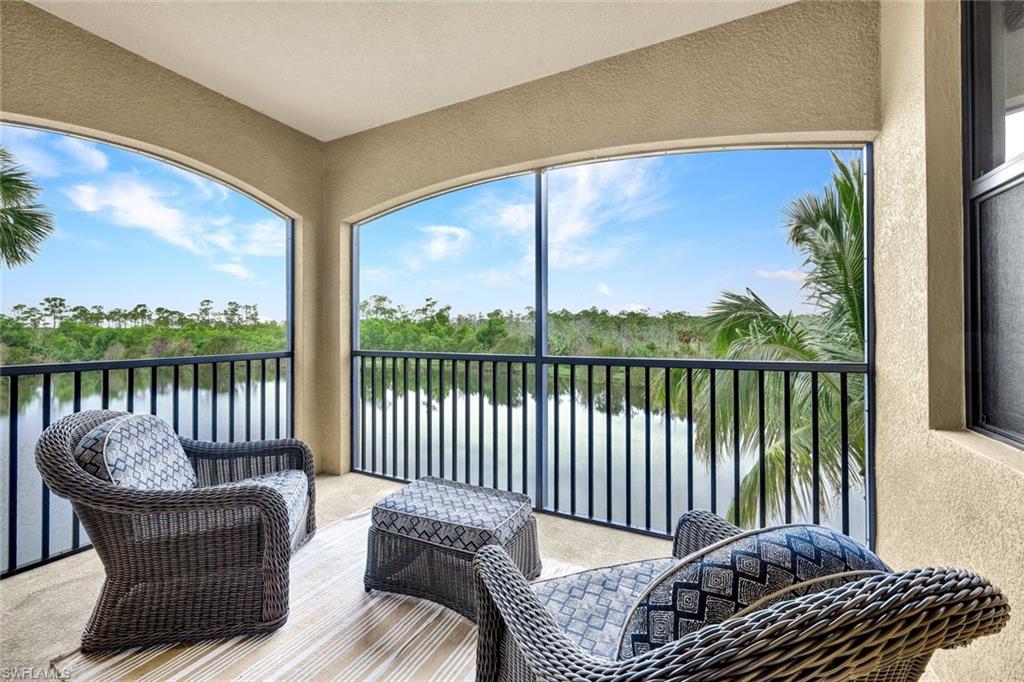 a balcony view with a couch