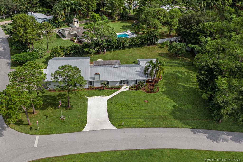 an aerial view of a house