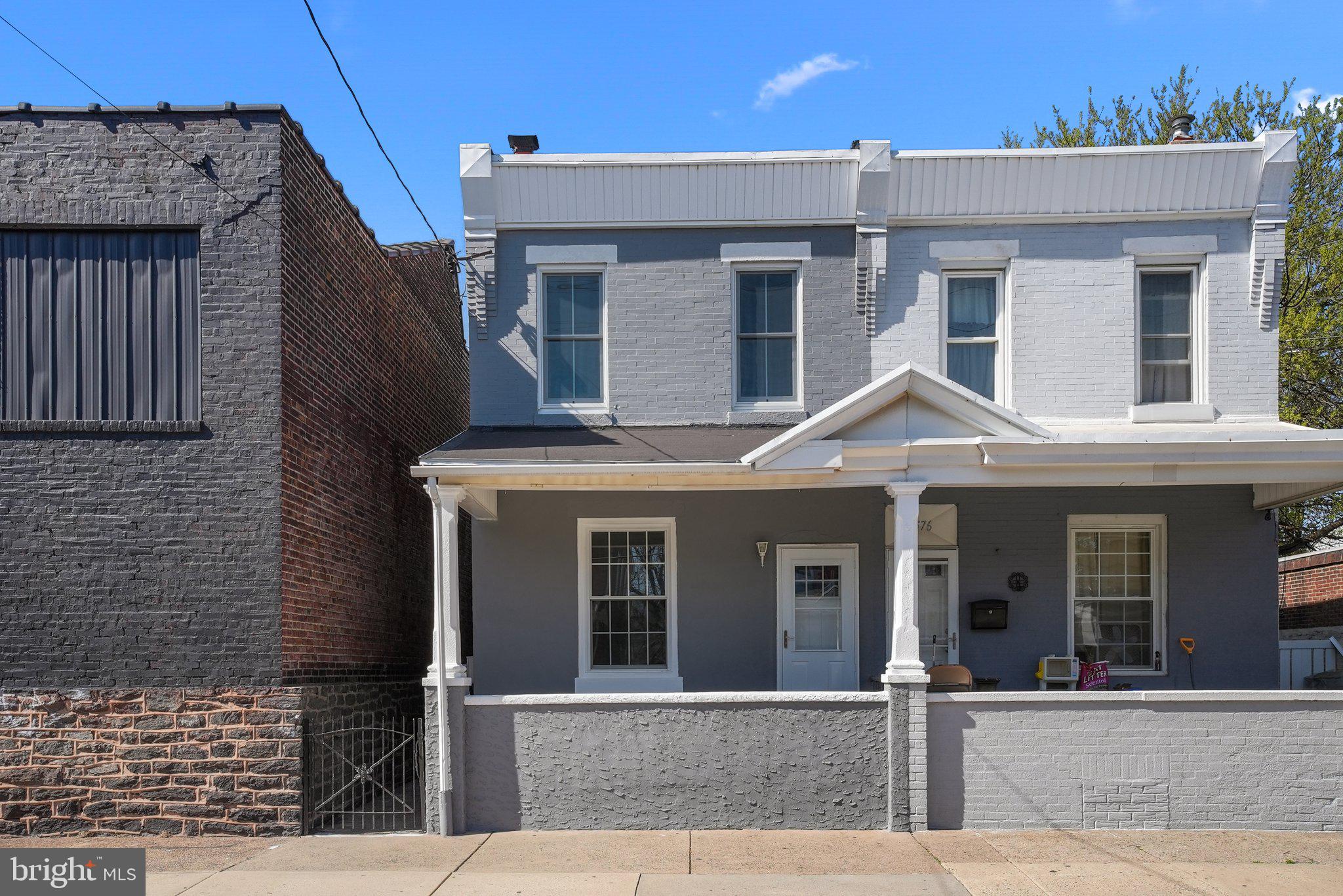 front view of a brick house