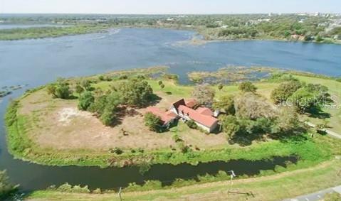 a view of a lake from a yard