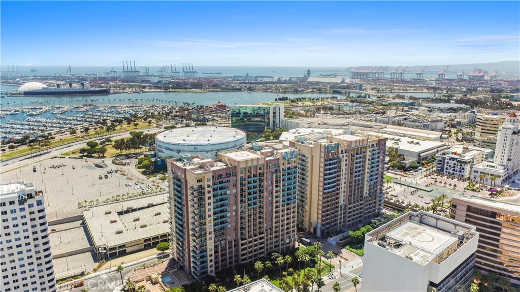 a view of a city with tall buildings