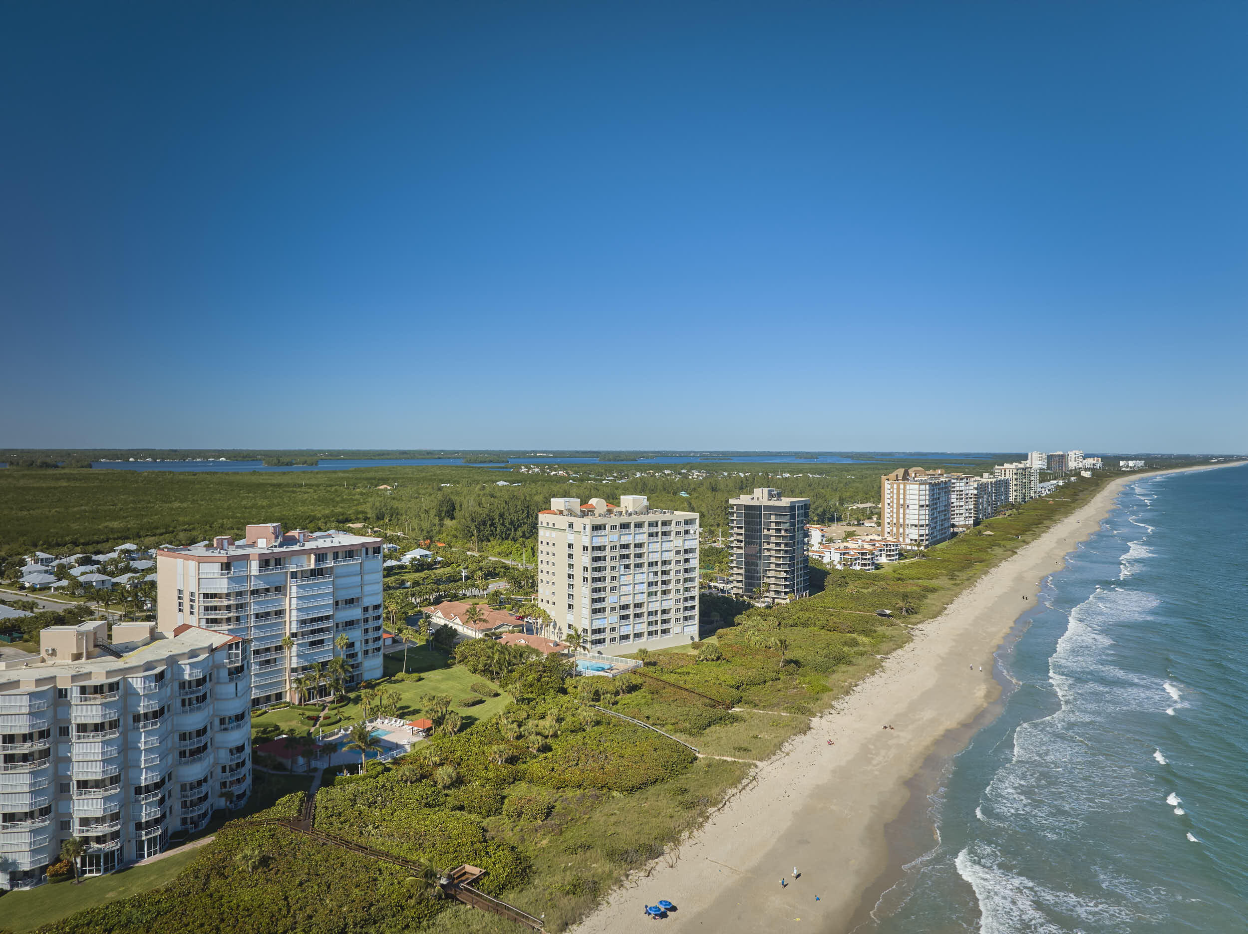 a view of a city and ocean view