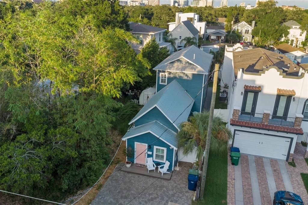 an aerial view of a house