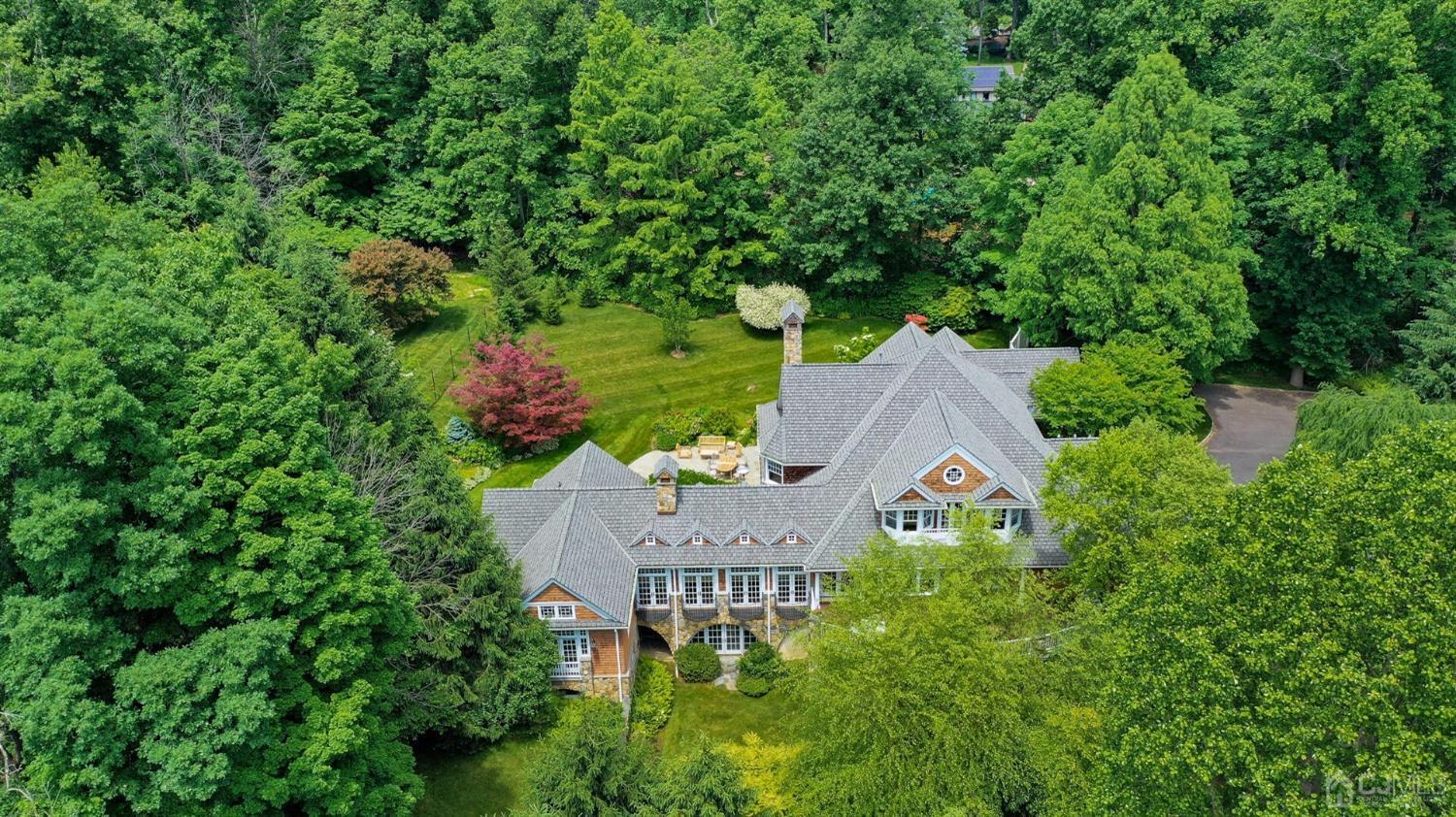 an aerial view of a house