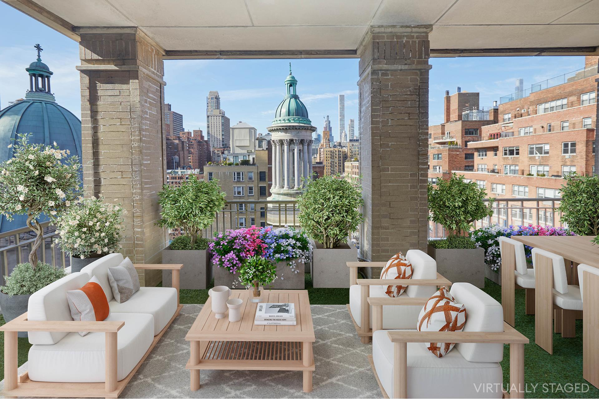 a view of a patio in the porch