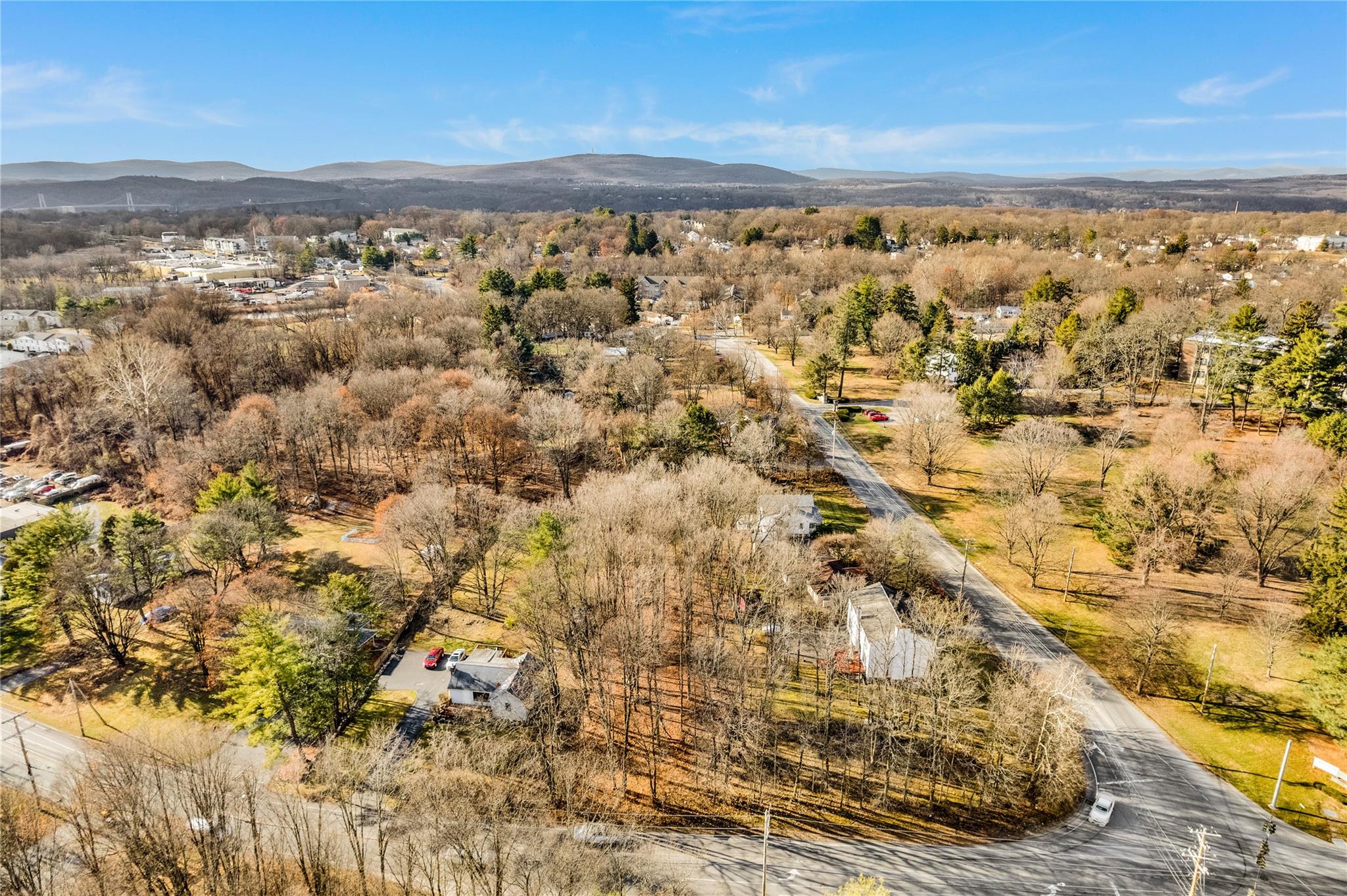 Bird's eye view with a mountain view