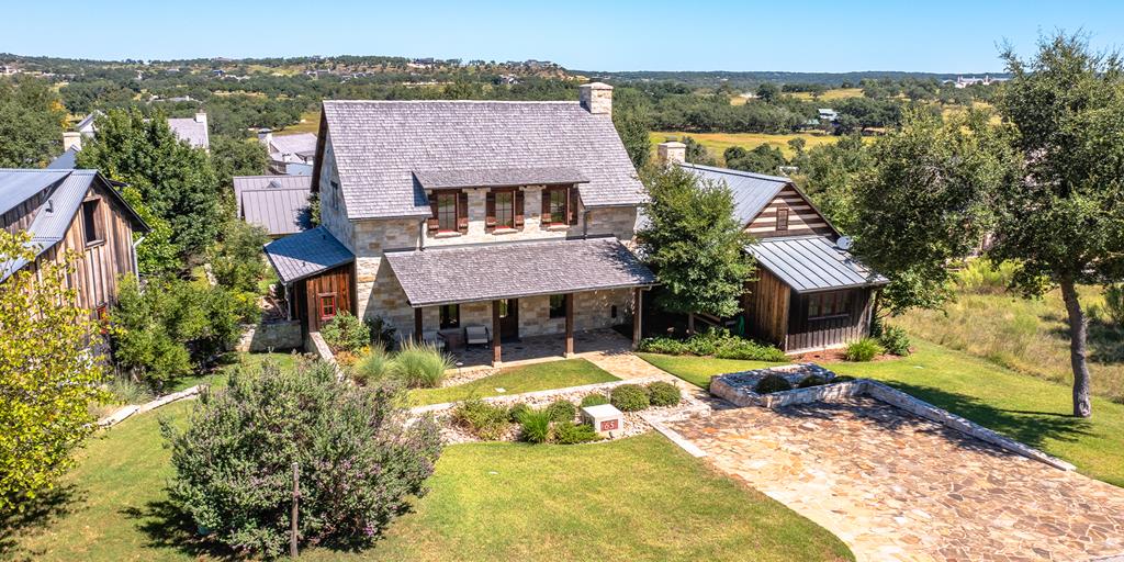 an aerial view of a house