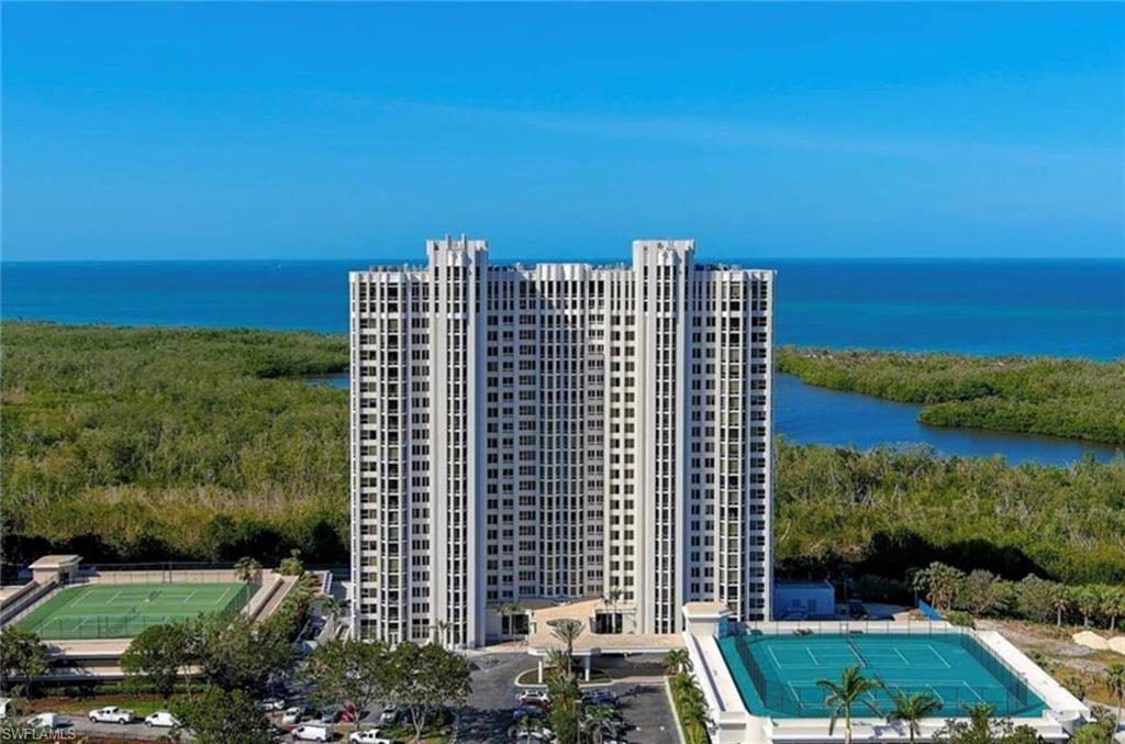 a view of a building with lake view