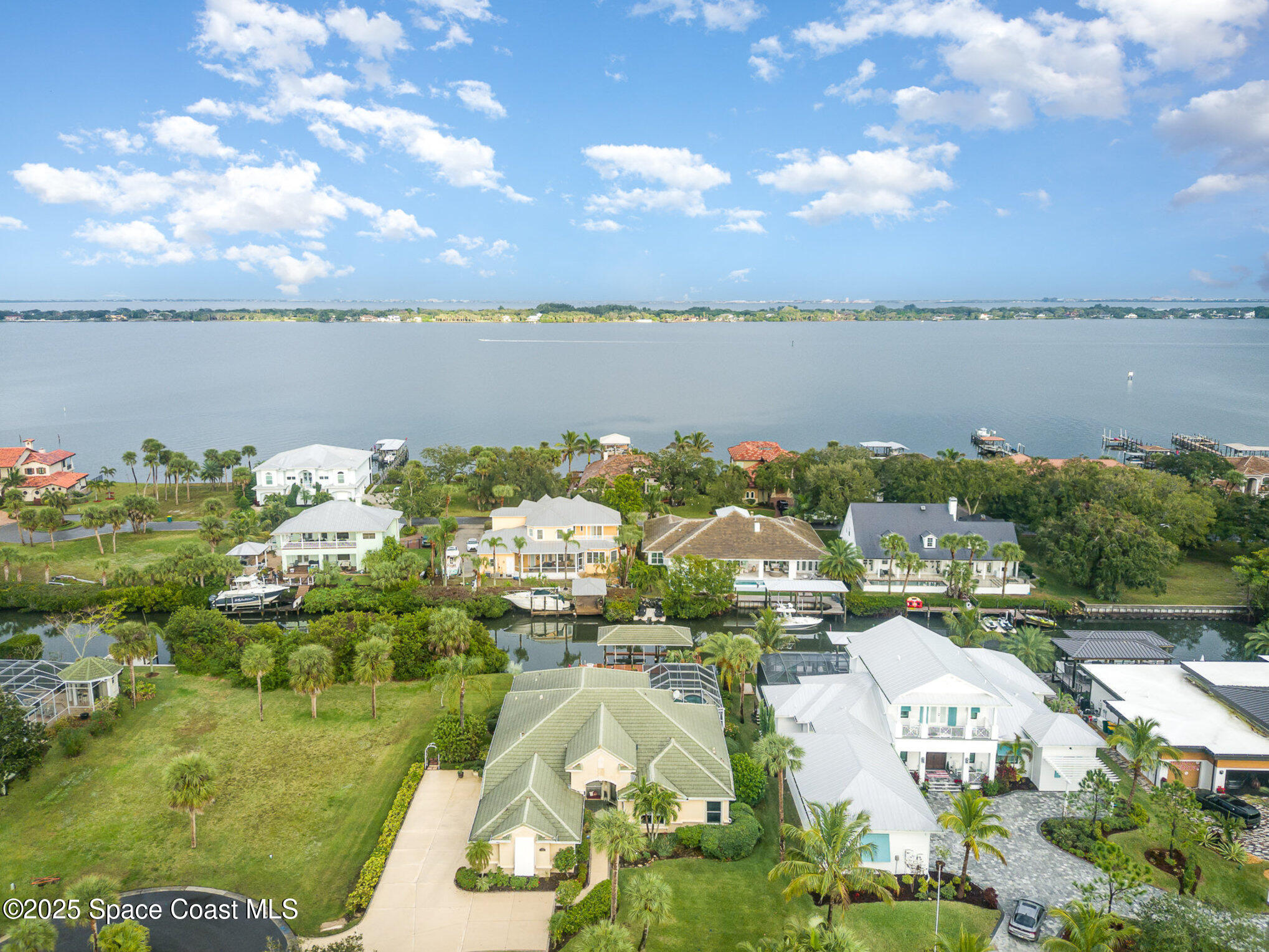 a view of a lake with houses