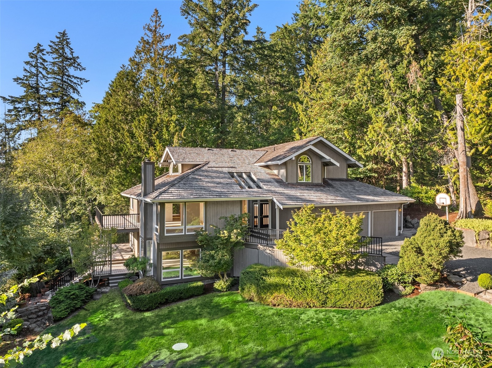 an aerial view of a house