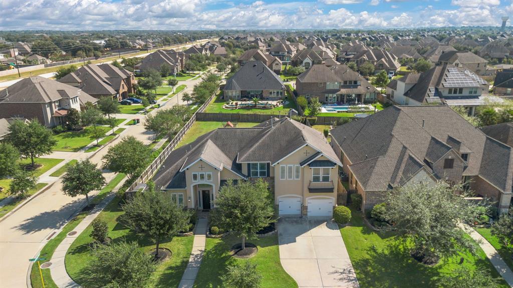 an aerial view of a house