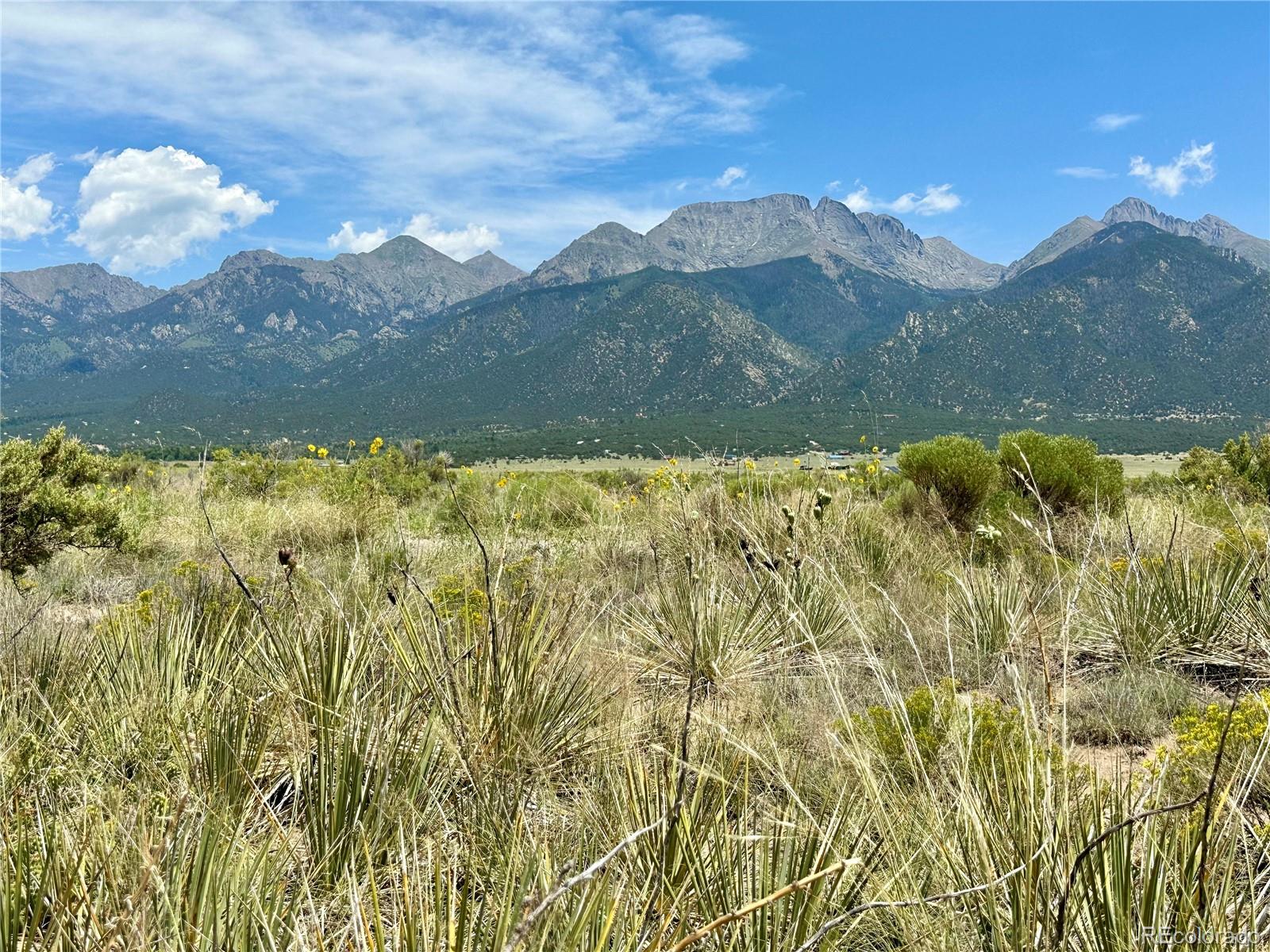 a view of a backyard of a house with a mountain